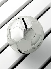 Personalised Silver Plated Football Piggy Bank by Treat Republic - Image 3 of 5