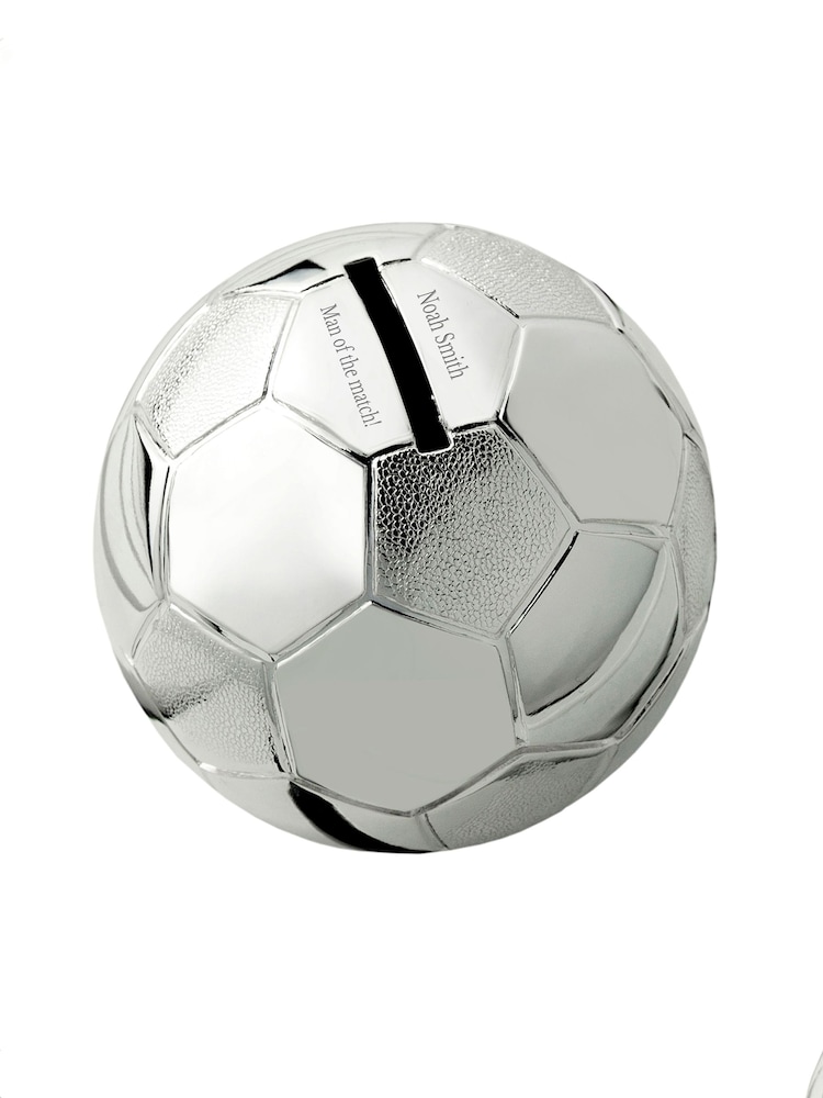 Personalised Silver Plated Football Piggy Bank by Treat Republic - Image 5 of 5