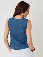 Threadbare Blue Denim Button Up Top - Image 2 of 4