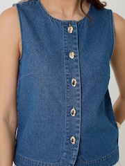 Threadbare Blue Denim Button Up Top - Image 4 of 4