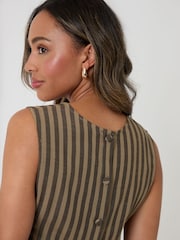 Threadbare Brown Stripe Shell Top - Image 10 of 10