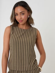 Threadbare Brown Stripe Shell Top - Image 9 of 10