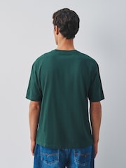 Green Relaxed Fit Essential Crew Neck Cotton T-Shirt - Image 3 of 5