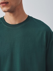 Green Relaxed Fit Essential Crew Neck Cotton T-Shirt - Image 4 of 5