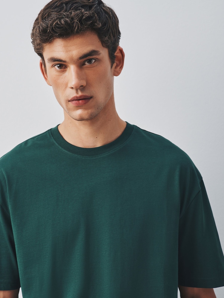 Green Relaxed Fit Essential Crew Neck Cotton T-Shirt - Image 5 of 5 Green Relaxed Fit Essential Crew Neck Cotton T-Shirt - Image 5 of 5