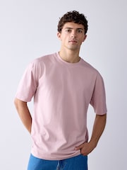 Rose pâle - Coupe ample - T-shirt en coton Essential Col rond - Image 1 de 7