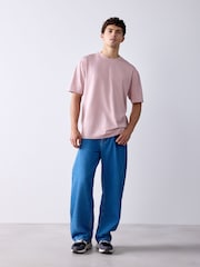 Rose pâle - Coupe ample - T-shirt en coton Essential Col rond - Image 2 de 7