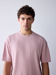 Rose pâle - Coupe ample - T-shirt en coton Essential Col rond - Image 4 de 7