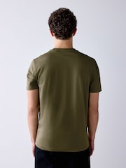 Army Green Slim Fit Essential Crew Neck Cotton T-Shirt - Image 3 of 7