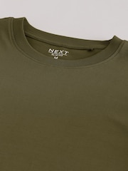 Army Green Slim Fit Essential Crew Neck Cotton T-Shirt - Image 7 of 7