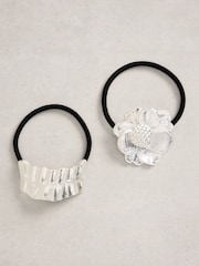 White Stuff Silver Metal Hair Elastics 2 Pack - Image 1 of 2