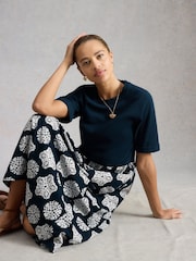 White Stuff Blue Shay Jersey Mix Dress - Image 1 of 6