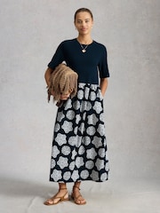 White Stuff Blue Shay Jersey Mix Dress - Image 2 of 6