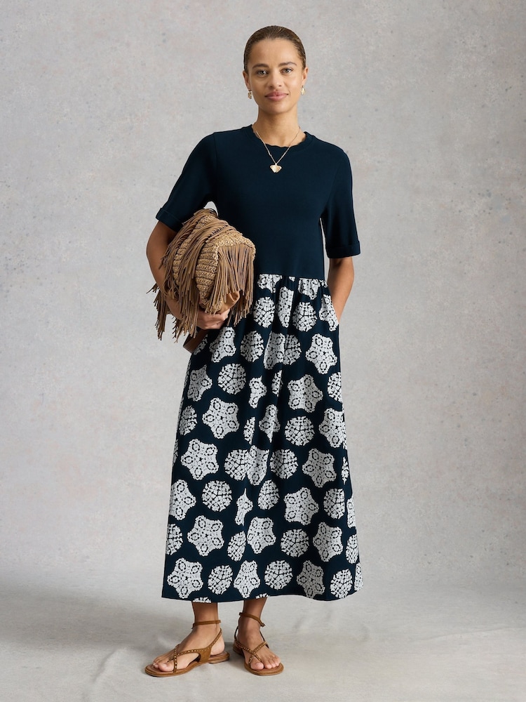 White Stuff Blue Shay Jersey Mix Dress - Image 2 of 6