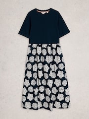 White Stuff Blue Shay Jersey Mix Dress - Image 5 of 6