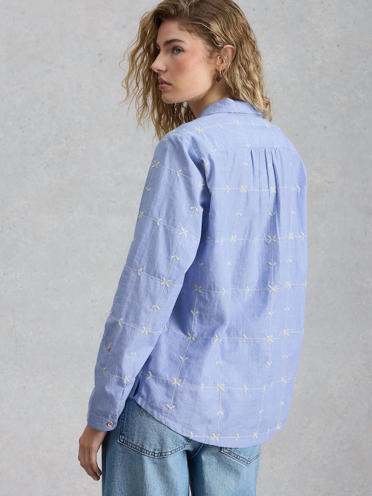 White Stuff Blue Embroidered Sophie Shirt - Image 2 of 6 White Stuff Blue Embroidered Sophie Shirt - Image 2 of 6