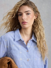 White Stuff Blue Embroidered Sophie Shirt - Image 4 of 6