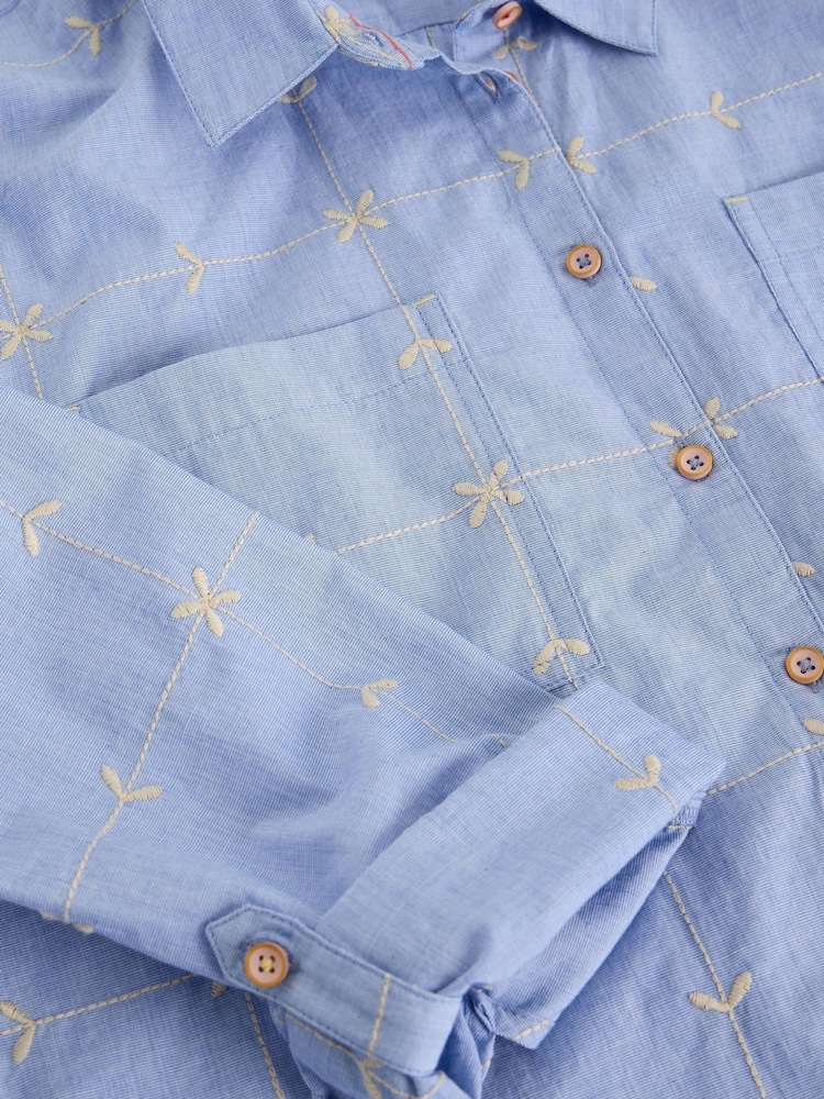 White Stuff Blue Embroidered Sophie Shirt - Image 6 of 6 White Stuff Blue Embroidered Sophie Shirt - Image 6 of 6