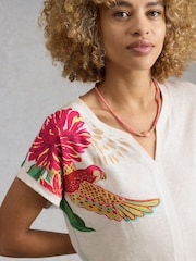 White Stuff White Nelly Notch Neck T-Shirt - Image 3 of 6