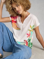 White Stuff White Nelly Notch Neck T-Shirt - Image 4 of 6