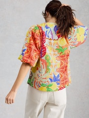 White Stuff Yellow Bex Cotton Top - Image 2 of 5