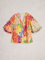 White Stuff Yellow Bex Cotton Top - Image 4 of 5