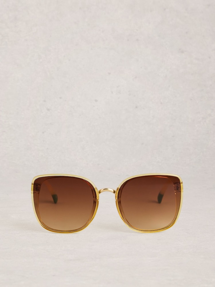 White Stuff Yellow Oversized Butterfly Sunglasses - Image 1 of 4