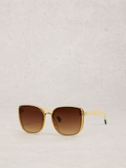 White Stuff Yellow Oversized Butterfly Sunglasses - Image 2 of 4
