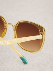 White Stuff Yellow Oversized Butterfly Sunglasses - Image 4 of 4