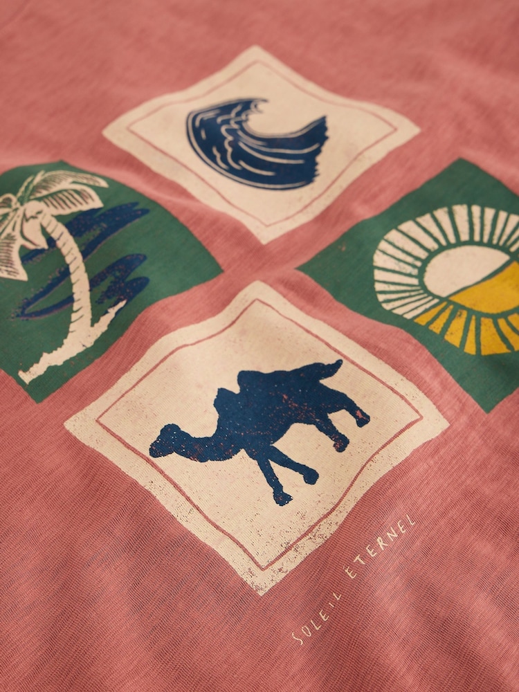 White Stuff Pink Abersoch Camel Graphic T-Shirt - Image 6 of 6