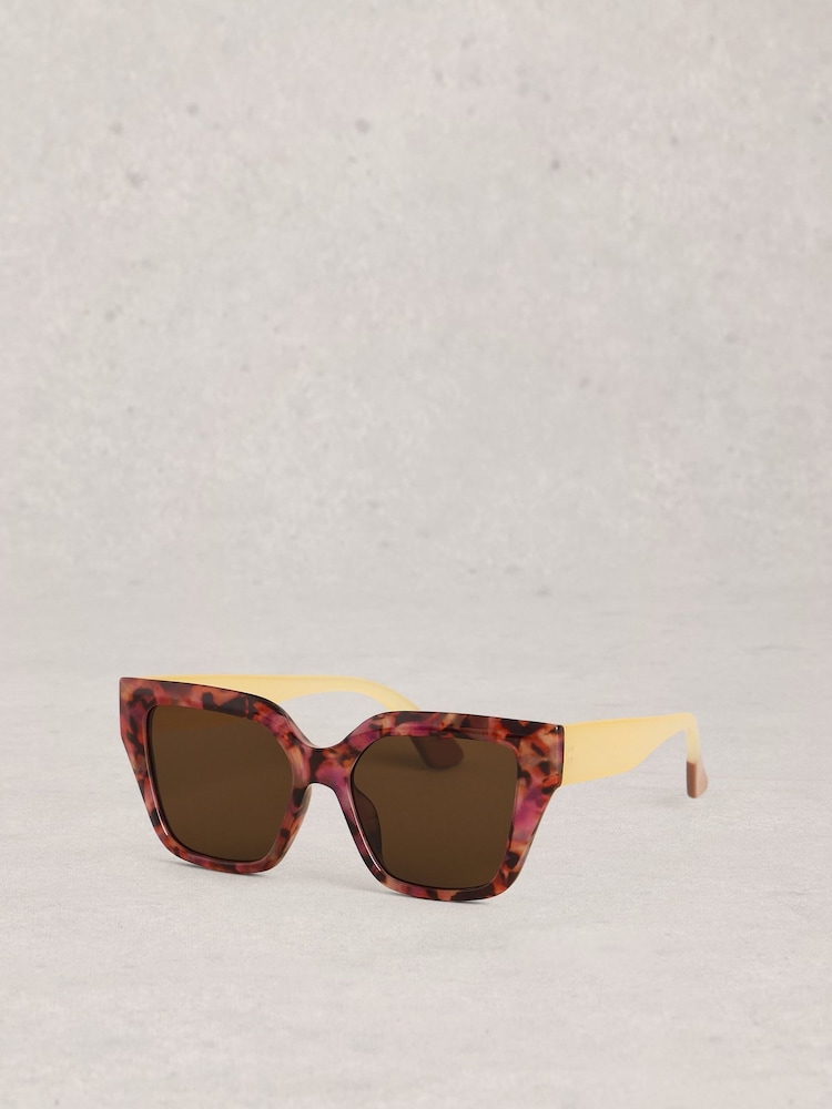 White Stuff Pink Oversized Cat Eye Sunglasses - Image 1 of 4