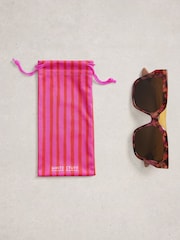 White Stuff Pink Oversized Cat Eye Sunglasses - Image 4 of 4