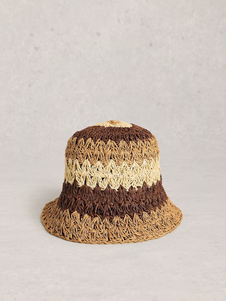 White Stuff Brown Block Stripe Bucket Hat - Image 1 of 2 White Stuff Brown Block Stripe Bucket Hat - Image 1 of 2