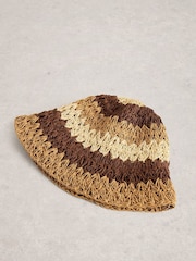 White Stuff Brown Block Stripe Bucket Hat - Image 2 of 2