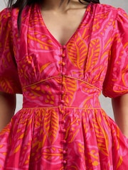 White Stuff Pink Leela Midi Dress - Image 4 of 6