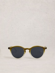 White Stuff Green Preppy Round Sunglasses - Image 1 of 4