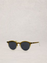 White Stuff Green Preppy Round Sunglasses - Image 2 of 4