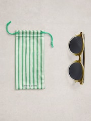 White Stuff Green Preppy Round Sunglasses - Image 4 of 4