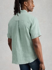 White Stuff Green Keswick Short Sleeve Linen Shirt - Image 2 of 6