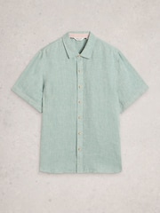 White Stuff Green Keswick Short Sleeve Linen Shirt - Image 5 of 6