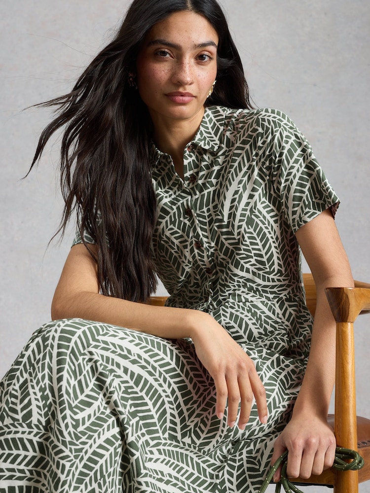 White Stuff Green Rua Jersey Shirt Dress - Image 1 of 6