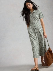 White Stuff Green Rua Jersey Shirt Dress - Image 4 of 6