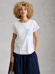White Stuff Chalk White Gina Embroidered T-Shirts - Image 1 of 6