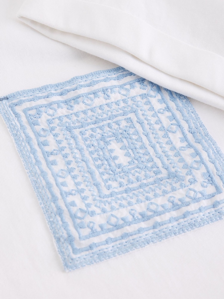 White Stuff Chalk White Gina Embroidered T-Shirts - Image 6 of 6