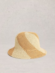 White Stuff Natural Crochet Swirl Bucket Hat - Image 1 of 2