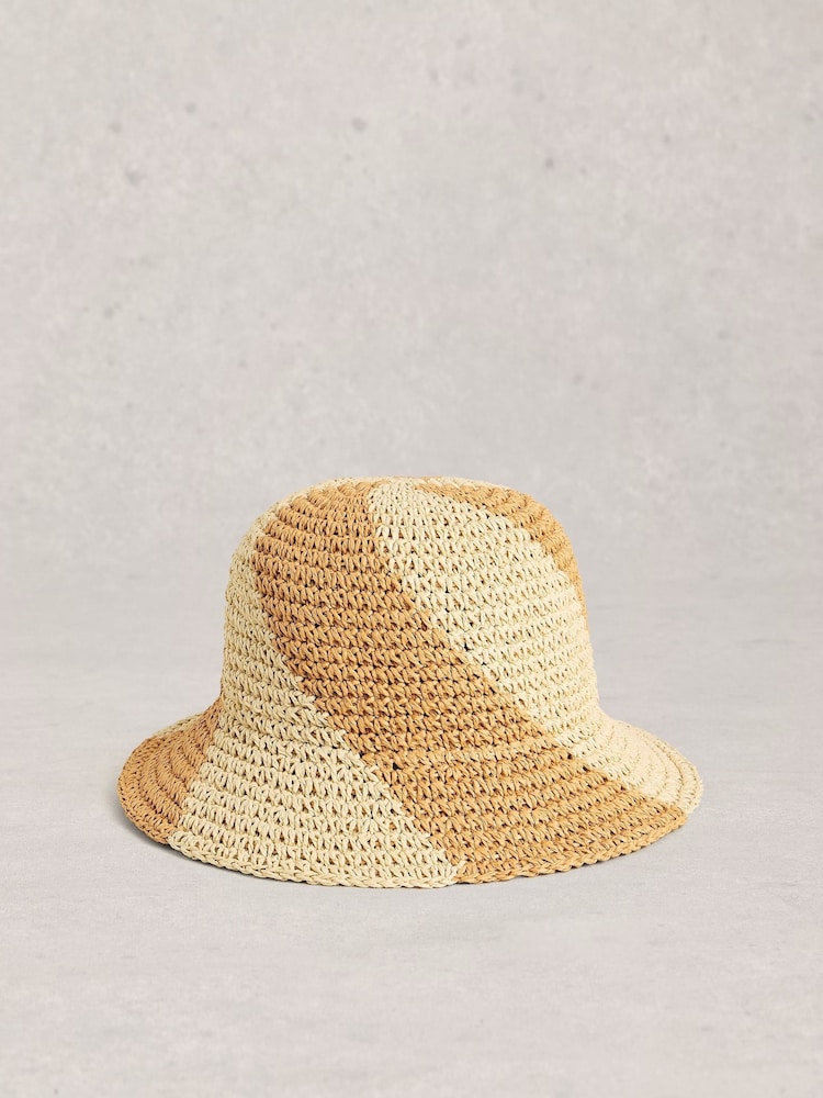 White Stuff Natural Crochet Swirl Bucket Hat - Image 1 of 2