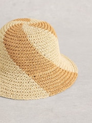 White Stuff Natural Crochet Swirl Bucket Hat - Image 2 of 2