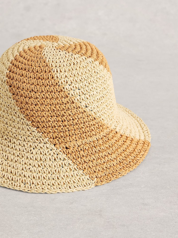 White Stuff Natural Crochet Swirl Bucket Hat - Image 2 of 2