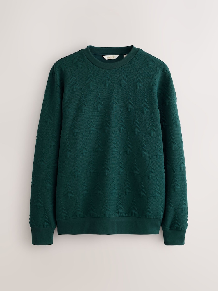 Темно-зеленый - Christmas Jaquard Crew Sweatshirt - Изображение 1 3 Темно-зеленый - Christmas Jaquard Crew Sweatshirt - Изображение 1 3