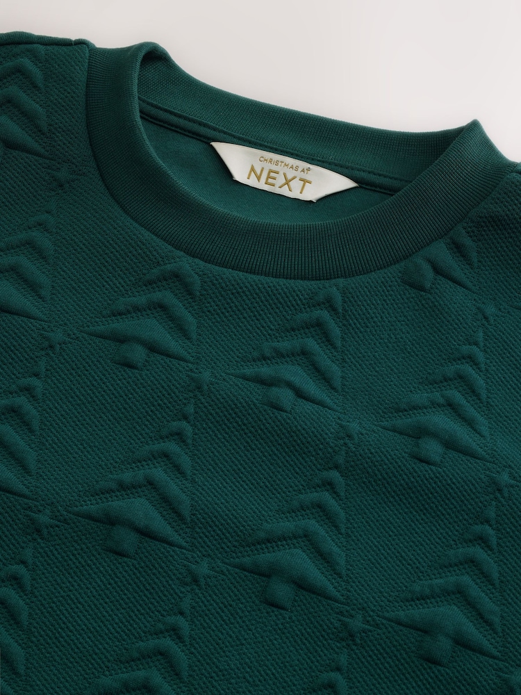 Темно-зеленый - Christmas Jaquard Crew Sweatshirt - Изображение 3 3 Темно-зеленый - Christmas Jaquard Crew Sweatshirt - Изображение 3 3